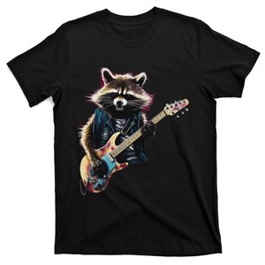 Raccoon Playing Guitar Funny Rock Music Metal Guitar Player T-Shirt