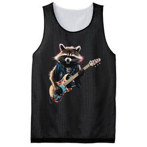 Raccoon Playing Guitar Funny Rock Music Metal Guitar Player Mesh Reversible Basketball Jersey Tank