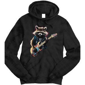 Raccoon Playing Guitar Funny Rock Music Metal Guitar Player Tie Dye Hoodie