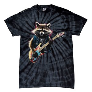 Raccoon Playing Guitar Funny Rock Music Metal Guitar Player Tie-Dye T-Shirt