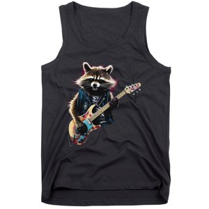 Raccoon Playing Guitar Funny Rock Music Metal Guitar Player Tank Top