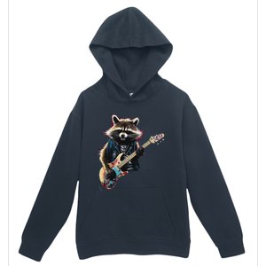 Raccoon Playing Guitar Funny Rock Music Metal Guitar Player Urban Pullover Hoodie