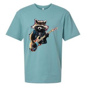 Raccoon Playing Guitar Funny Rock Music Metal Guitar Player Sueded Cloud Jersey T-Shirt