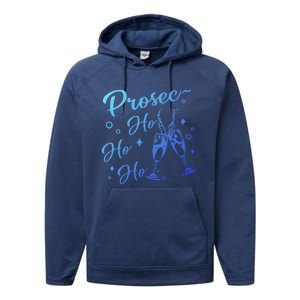 Retro Prosec Ho Ho Ho Funny Presecco Christmas Vacation Gift Performance Fleece Hoodie