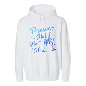 Retro Prosec Ho Ho Ho Funny Presecco Christmas Vacation Gift Garment-Dyed Fleece Hoodie