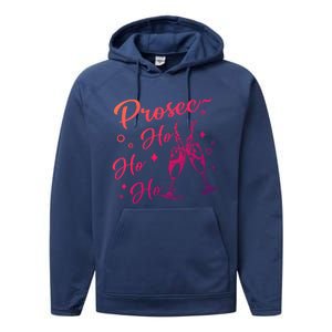 Retro Prosec Ho Ho Ho Funny Presecco Christmas Vacation Gift Performance Fleece Hoodie