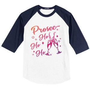 Retro Prosec Ho Ho Ho Funny Presecco Christmas Vacation Gift Baseball Sleeve Shirt