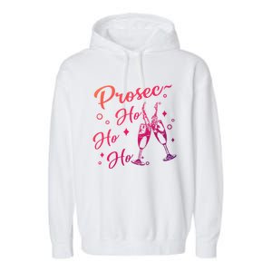 Retro Prosec Ho Ho Ho Funny Presecco Christmas Vacation Gift Garment-Dyed Fleece Hoodie