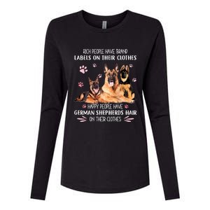 Rich People Have Brand Labels On Clothes German Shepherds Womens Cotton Relaxed Long Sleeve T-Shirt