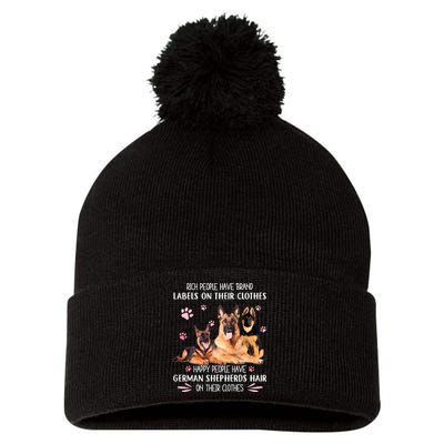 Rich People Have Brand Labels On Clothes German Shepherds Pom Pom 12in Knit Beanie