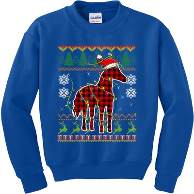 Red Plaid Horse Santa Hat Ugly Christmas Sweater Pajamas Great Gift Kids Sweatshirt