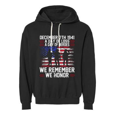 Remember Pearl Harbor 1941 Air Raid Plane Design Garment-Dyed Fleece Hoodie