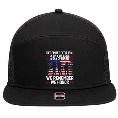 Remember Pearl Harbor 1941 Air Raid Plane Design 7 Panel Mesh Trucker Snapback Hat
