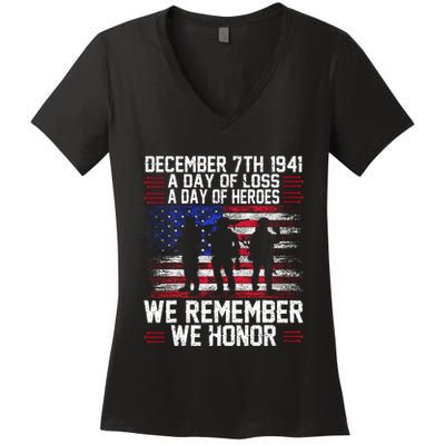 Remember Pearl Harbor 1941 Air Raid Plane Design Women's V-Neck T-Shirt