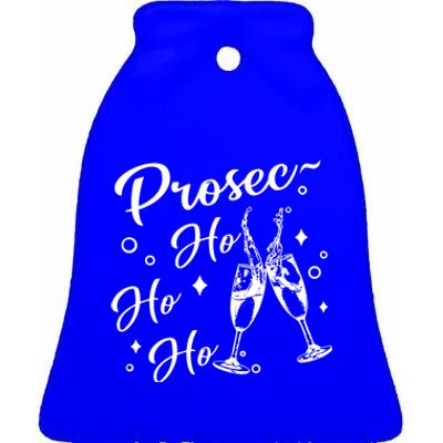 Retro Prosec Ho Ho Ho Funny Presecco Christmas Vacation Gift Ceramic Bell Ornament