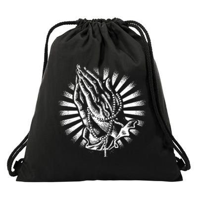 Rosary Praying Hands Believe Faith Jesus Christian Drawstring Bag