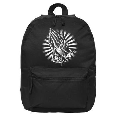 Rosary Praying Hands Believe Faith Jesus Christian 16 in Basic Backpack