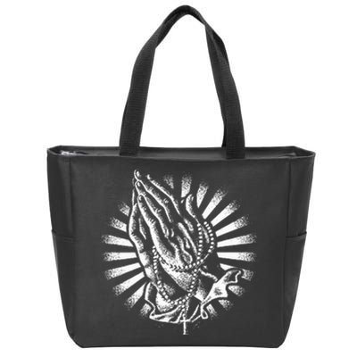 Rosary Praying Hands Believe Faith Jesus Christian Zip Tote Bag