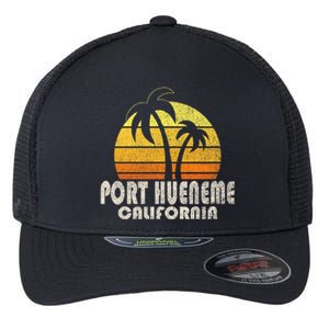 Retro Port Hueneme CA Beach Vacation Flexfit Unipanel Trucker Cap