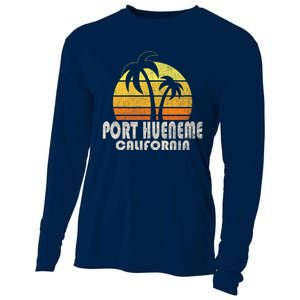 Retro Port Hueneme CA Beach Vacation Cooling Performance Long Sleeve Crew