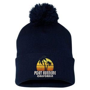 Retro Port Hueneme CA Beach Vacation Pom Pom 12in Knit Beanie