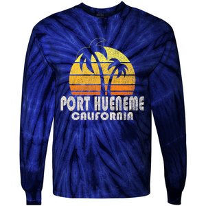 Retro Port Hueneme CA Beach Vacation Tie-Dye Long Sleeve Shirt