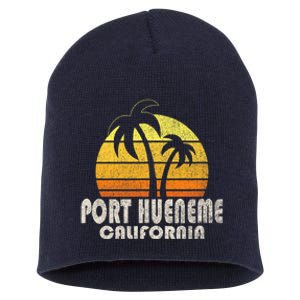 Retro Port Hueneme CA Beach Vacation Short Acrylic Beanie