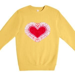 Red & Pink Heart Tie Dye Valentines Day Premium Crewneck Sweatshirt