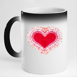 Red & Pink Heart Tie Dye Valentines Day 11oz Black Color Changing Mug