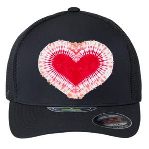 Red & Pink Heart Tie Dye Valentines Day Flexfit Unipanel Trucker Cap