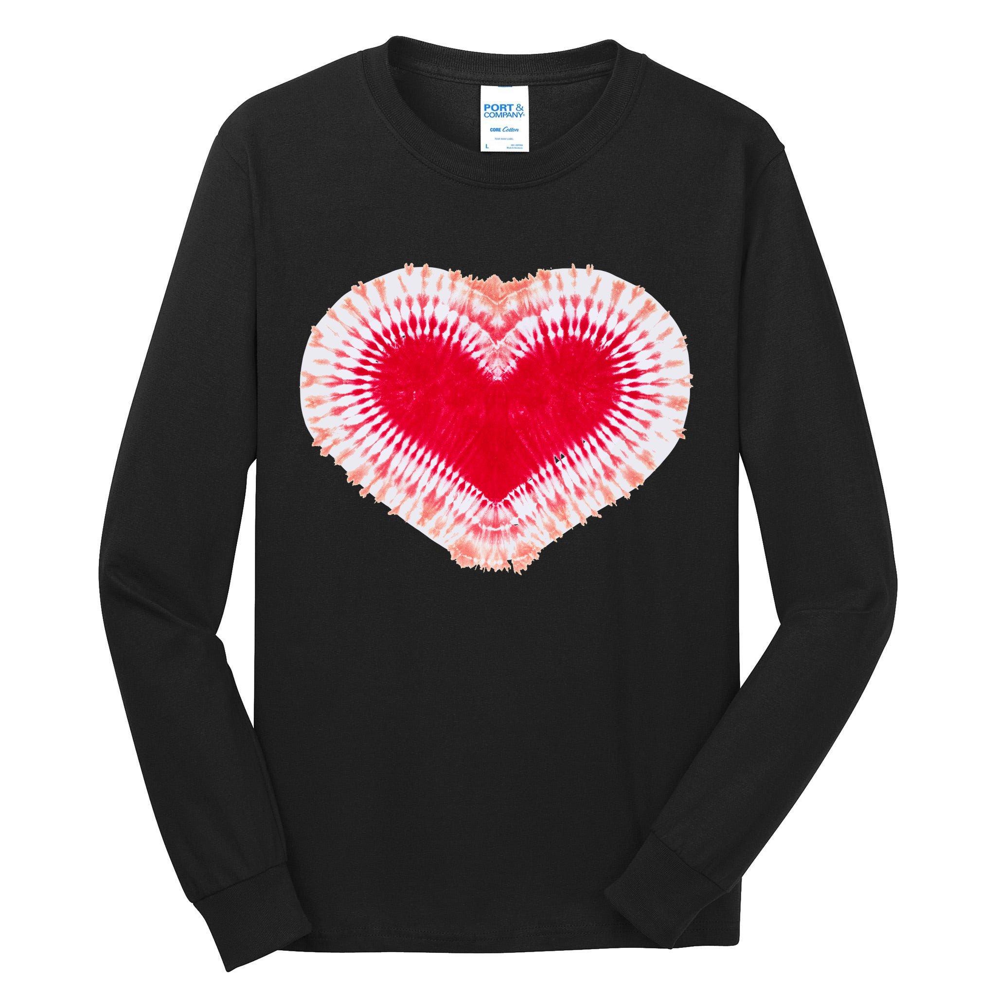 Red & Pink Heart Tie Dye Valentines Day Tall Long Sleeve T-Shirt