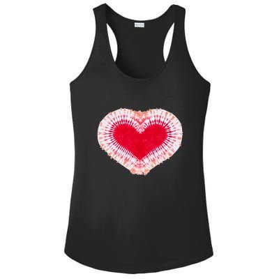 Red & Pink Heart Tie Dye Valentines Day Ladies PosiCharge Competitor Racerback Tank