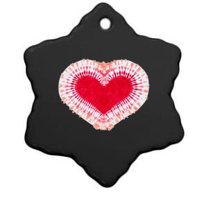 Red & Pink Heart Tie Dye Valentines Day Ceramic Star Ornament