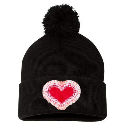 Red & Pink Heart Tie Dye Valentines Day Pom Pom 12in Knit Beanie