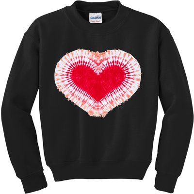 Red & Pink Heart Tie Dye Valentines Day Kids Sweatshirt
