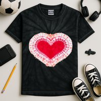 Red & Pink Heart Tie Dye Valentines Day Kids Tie-Dye T-Shirt