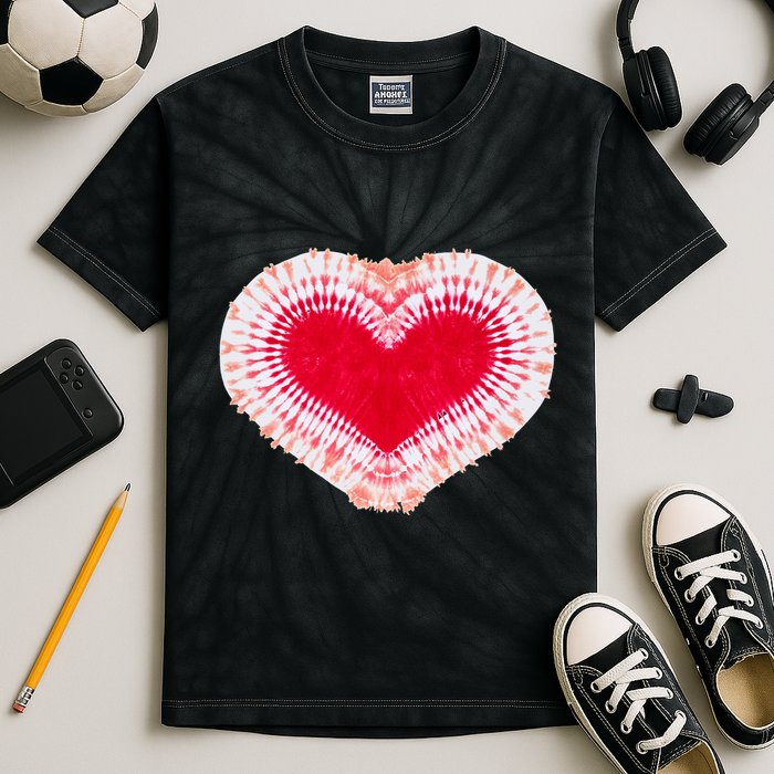 Red & Pink Heart Tie Dye Valentines Day Kids Tie-Dye T-Shirt