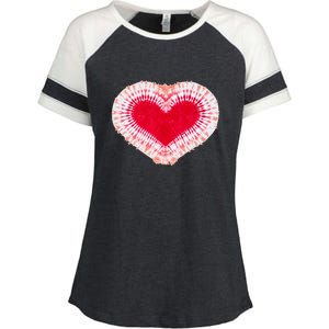 Red & Pink Heart Tie Dye Valentines Day Enza Ladies Jersey Colorblock Tee