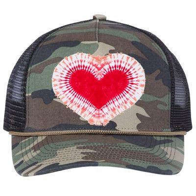 Red & Pink Heart Tie Dye Valentines Day Retro Rope Trucker Hat Cap