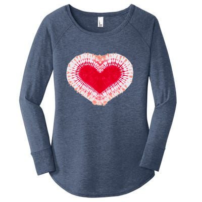 Red & Pink Heart Tie Dye Valentines Day Women's Perfect Tri Tunic Long Sleeve Shirt