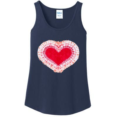 Red & Pink Heart Tie Dye Valentines Day Ladies Essential Tank