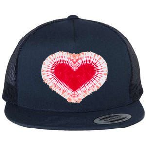 Red & Pink Heart Tie Dye Valentines Day Flat Bill Trucker Hat