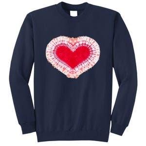 Red & Pink Heart Tie Dye Valentines Day Tall Sweatshirt