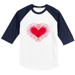 Red & Pink Heart Tie Dye Valentines Day Baseball Sleeve Shirt