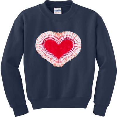 Red & Pink Heart Tie Dye Valentines Day Kids Sweatshirt