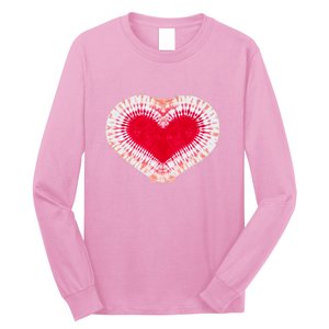 Red & Pink Heart Tie Dye Valentines Day Long Sleeve Shirt