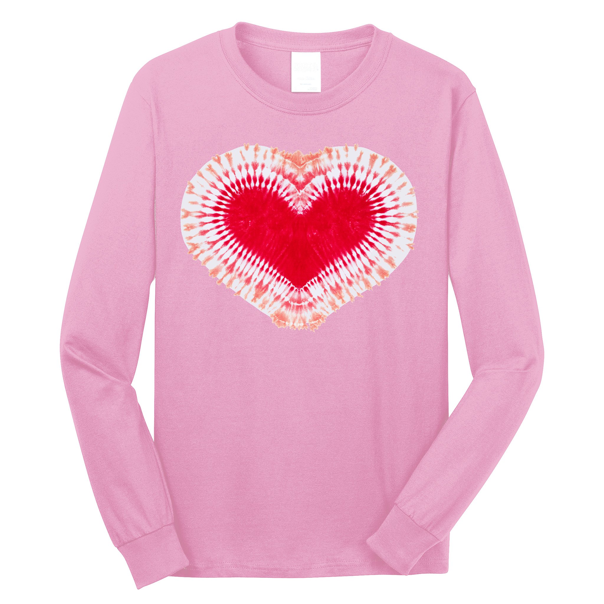 Red & Pink Heart Tie Dye Valentines Day Long Sleeve Shirt