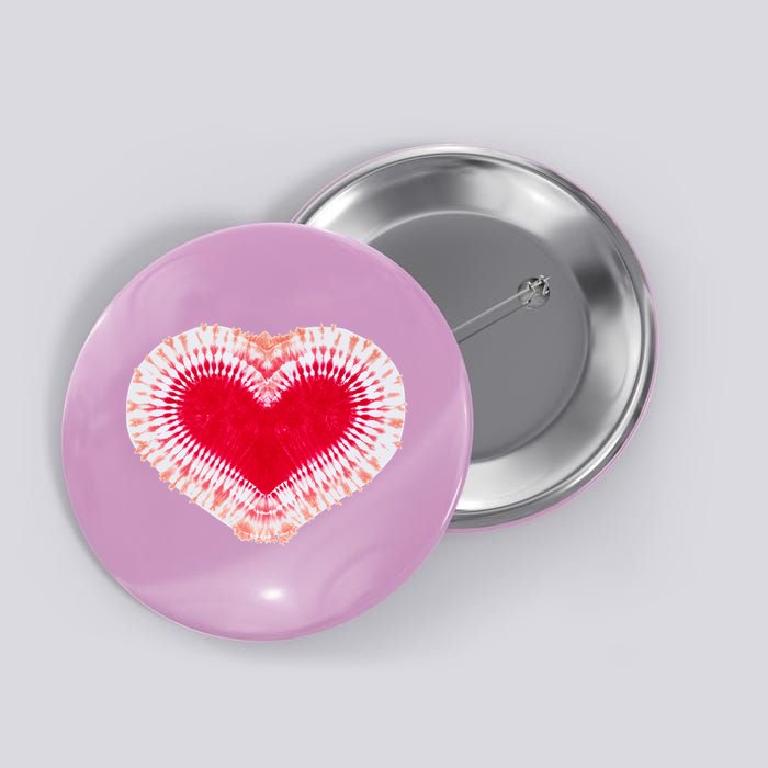 Red & Pink Heart Tie Dye Valentines Day Button