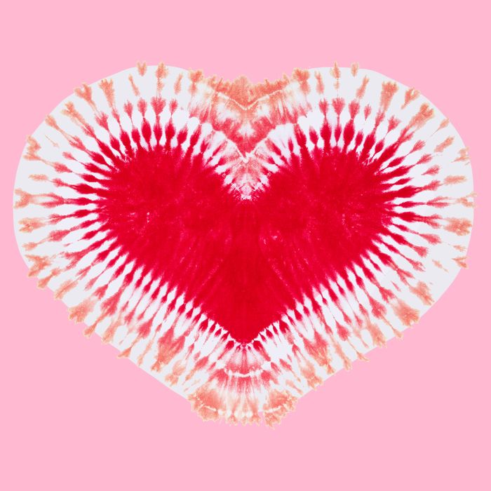 Red & Pink Heart Tie Dye Valentines Day Button