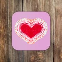 Red & Pink Heart Tie Dye Valentines Day Coaster